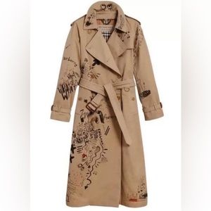 Burberry sketch print cotton gabardine  trench coat